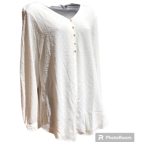 LOFT | clip dot v-neck peasant style blouse in whisper white, medium (maternity) - Picture 4 of 13